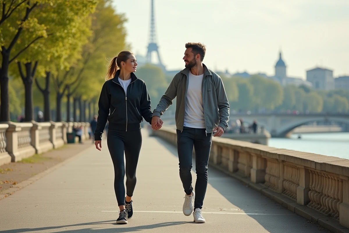 Kristina Mladenovic marchant main dans la main au bord de la Seine
